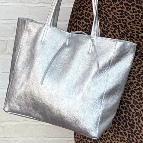 Silver Spacious Shoulder Bag - Abbie