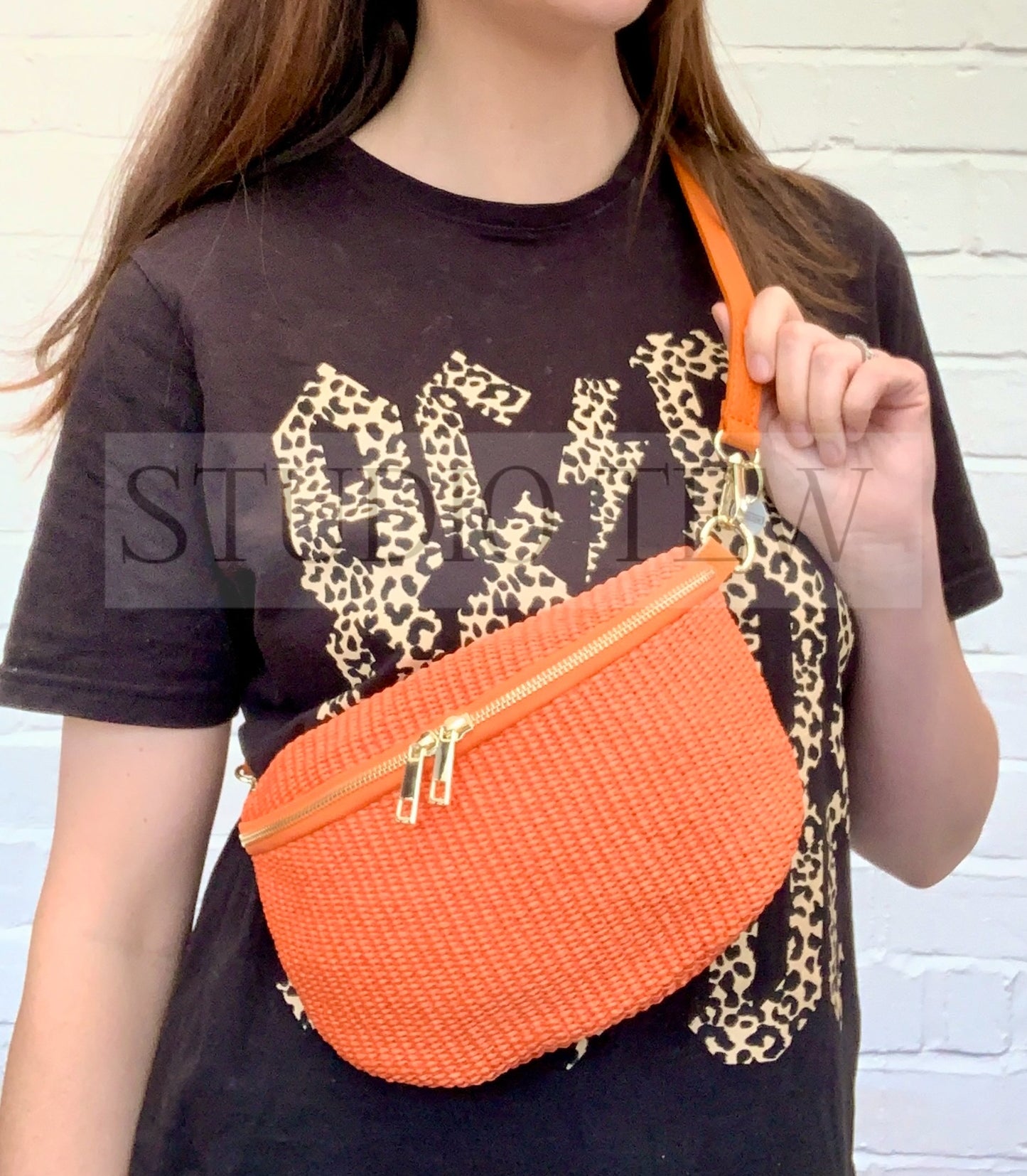 Orange Straw Bum Bag - Rosie