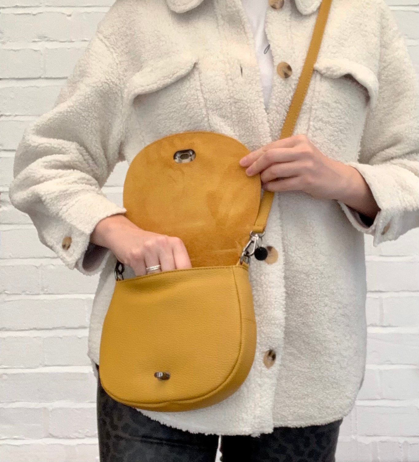 Mustard Leather Satchel Bag STUDIO TEW