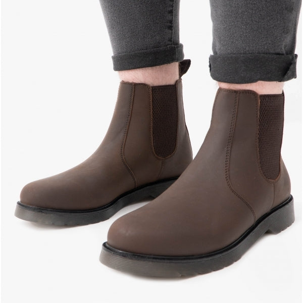 STB ELLIS Unisex Leather Air Cushioned Dealer Boots Waxy Brown