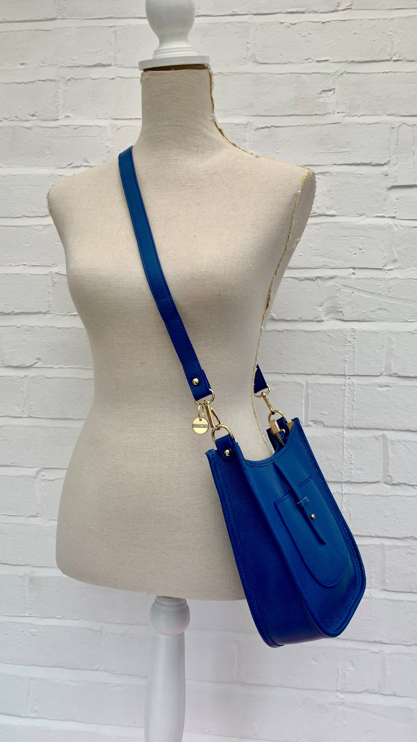 Royal Blue Leather Crossbody Bag - Meka STUDIO TEW