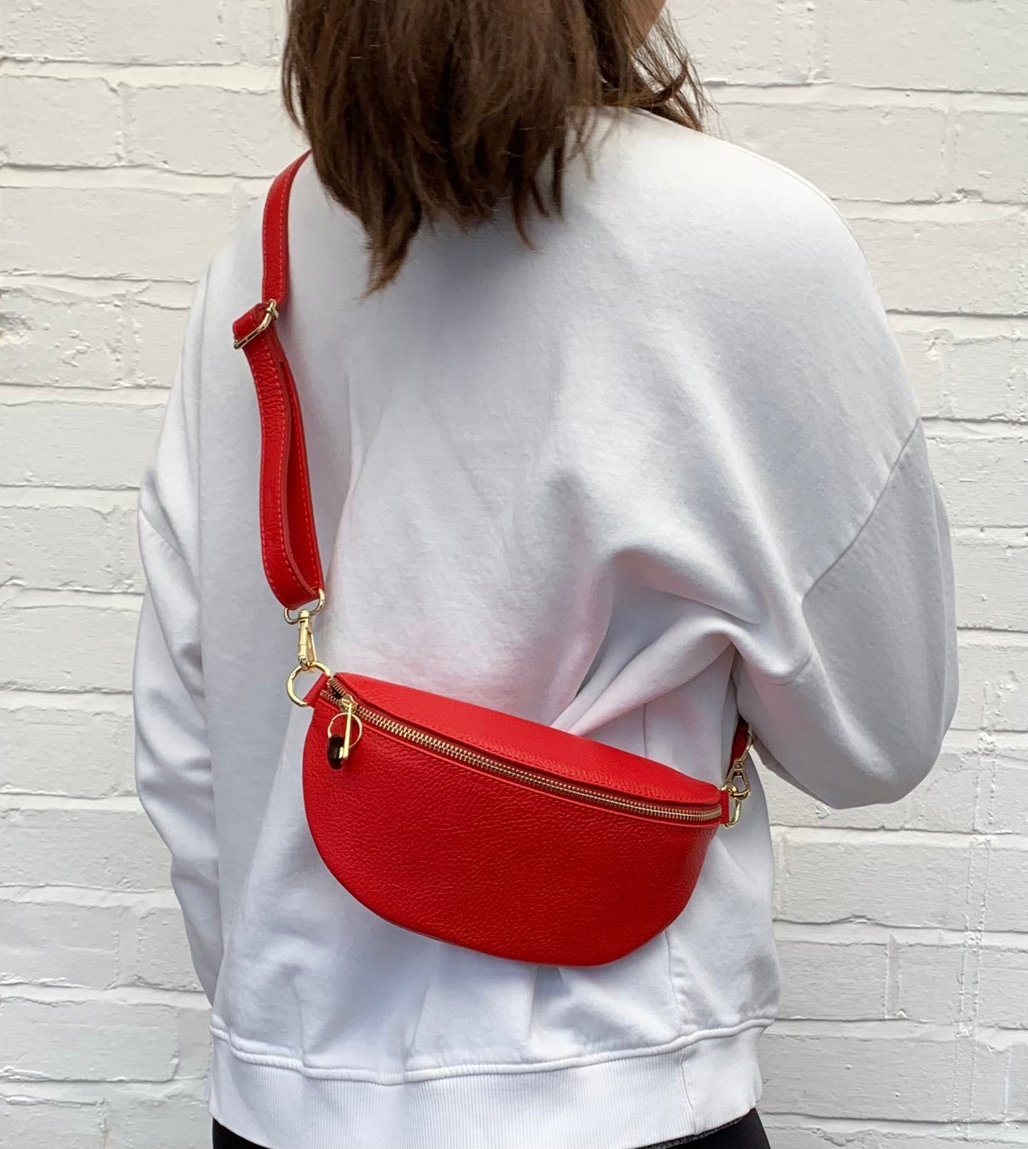 Red Leather Bum Bag - Aurora STUDIO TEW