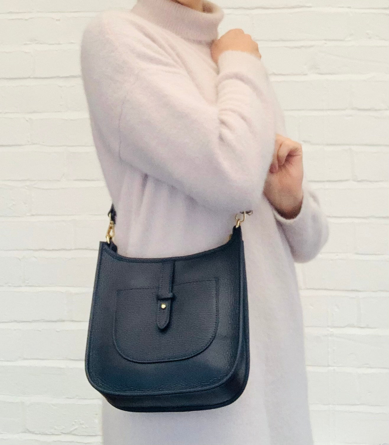 Navy Leather Crossbody Bag - Meka STUDIO TEW