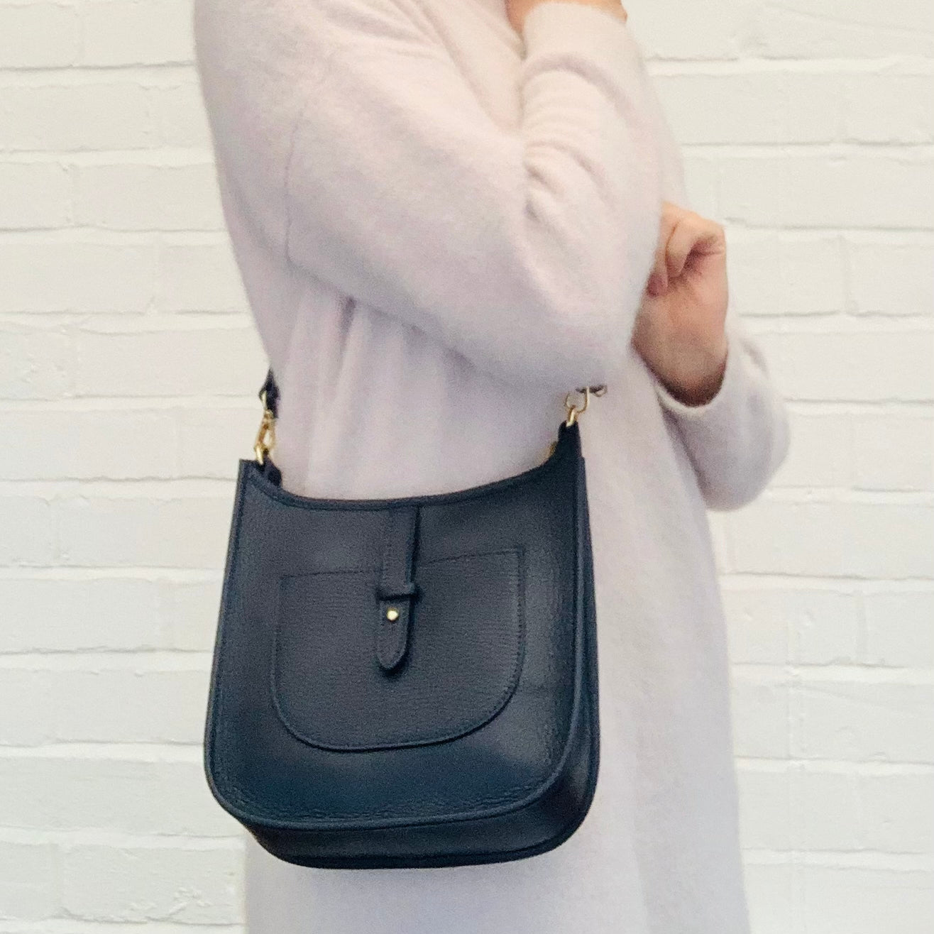 Navy Leather Crossbody Bag - Meka STUDIO TEW