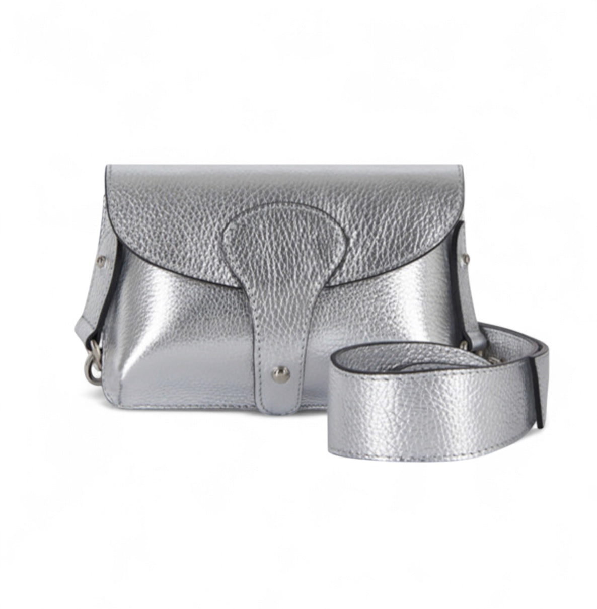 Silver Leather Compact Crossbody Bag - Vogue STUDIO TEW