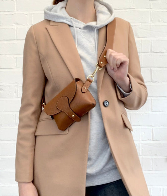 Tan Leather Compact Crossbody Bag - Vogue STUDIO TEW