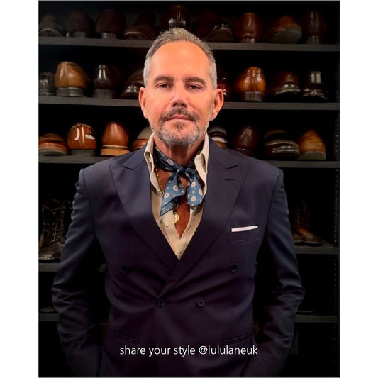 Heritage Medal Silk Square Scarf - 53cm Hand-rolled Men's Neckerchief