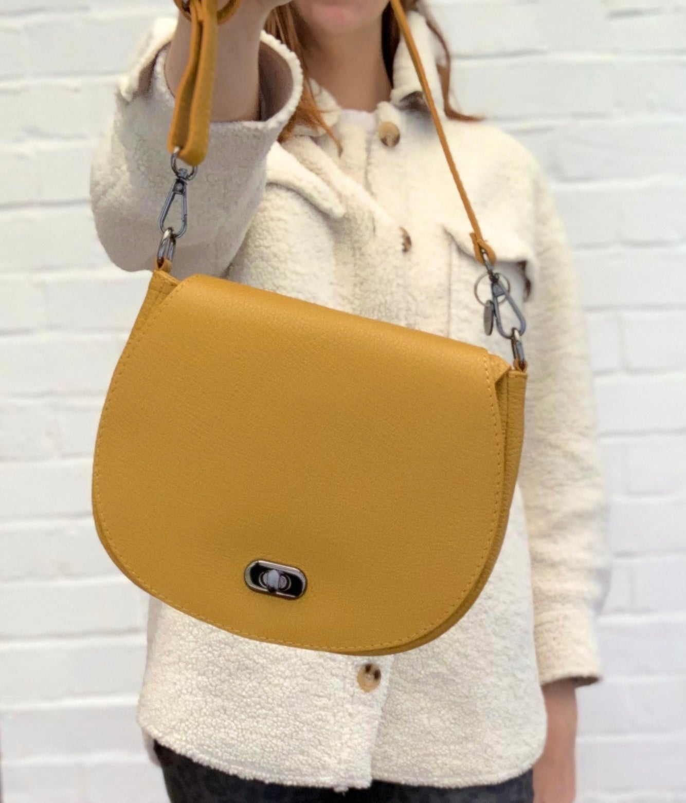 Mustard Leather Satchel Bag STUDIO TEW