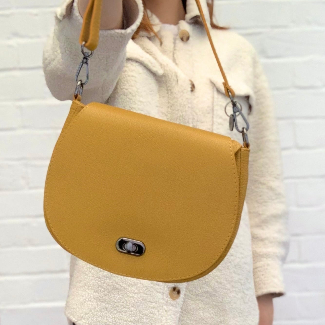 Mustard Leather Satchel Bag STUDIO TEW