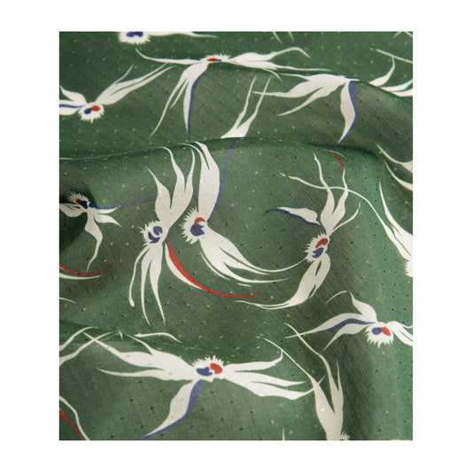 Stylised Bird Print Organic Cotton Silk Scarf - 30% Silk 70% Organic Cotton