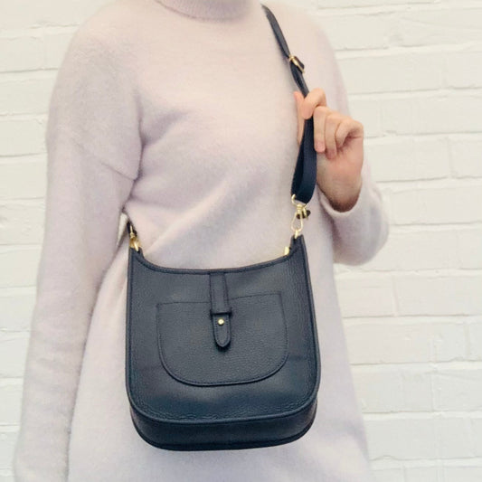 Navy Leather Crossbody Bag - Meka STUDIO TEW