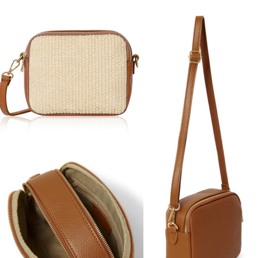Woven Straw & Leather Bag - Blythe STUDIO TEW