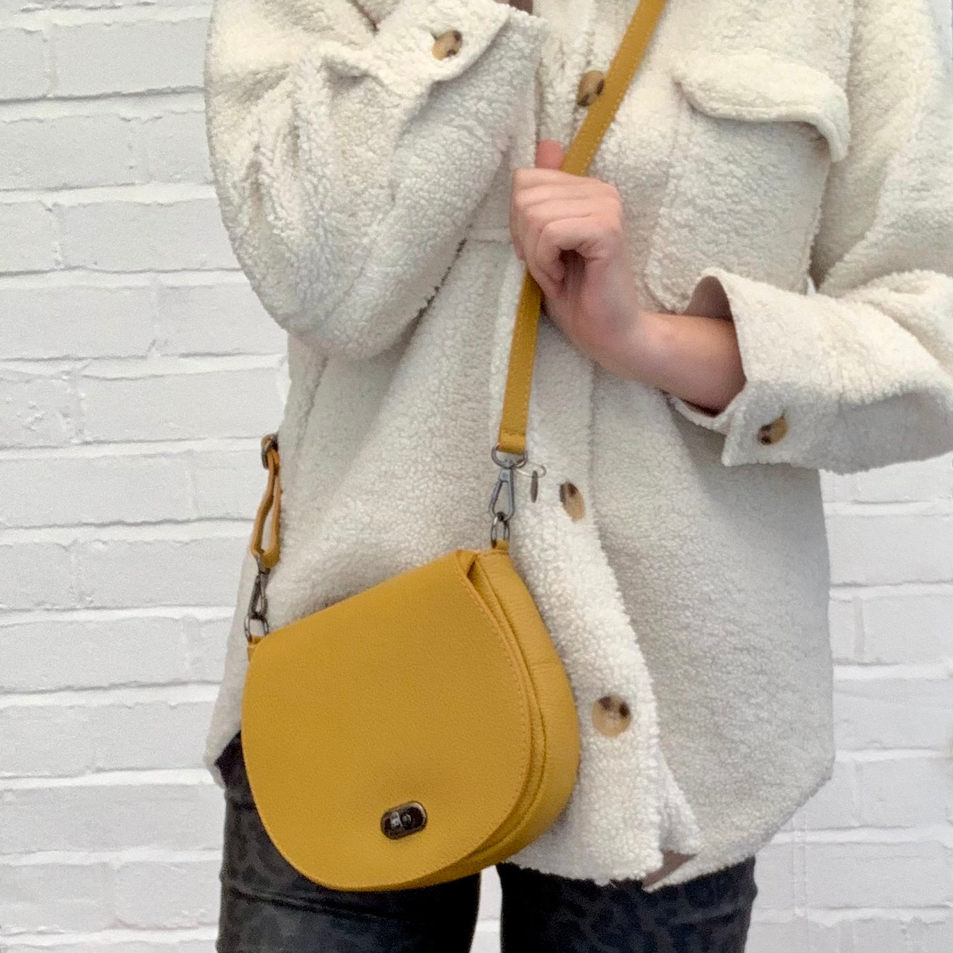 Mustard Leather Satchel Bag STUDIO TEW