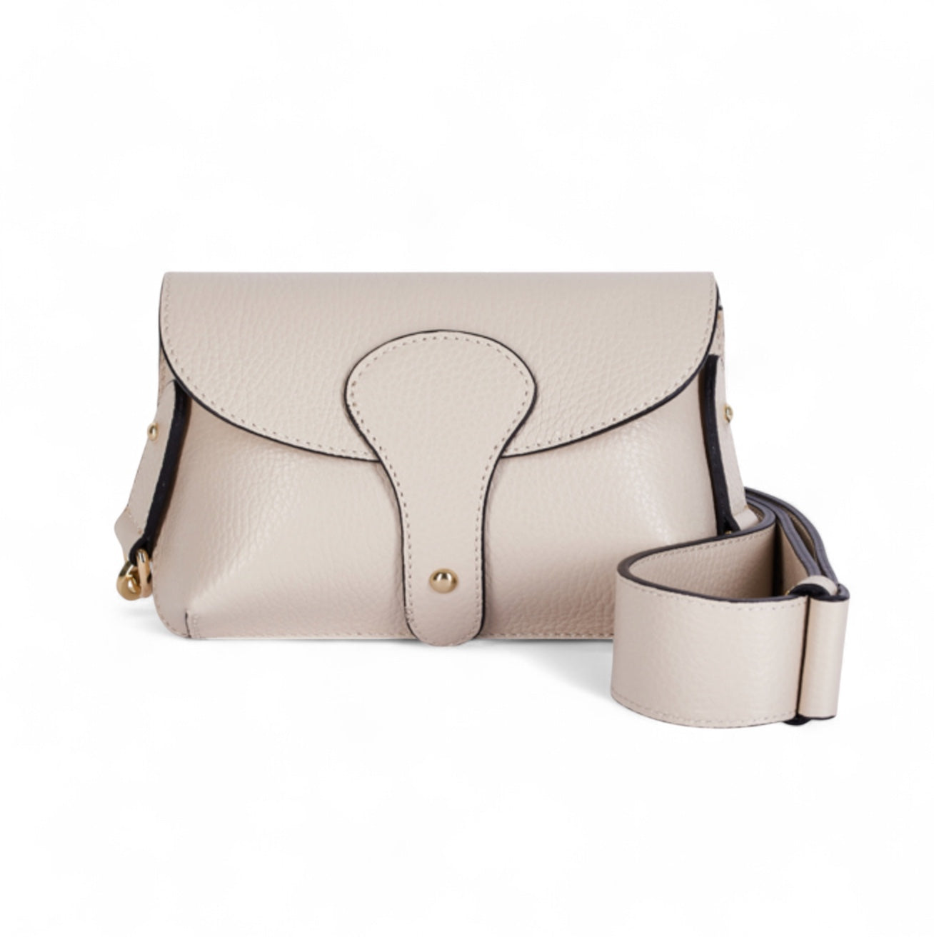Cream Leather Compact Crossbody Bag - Vogue STUDIO TEW