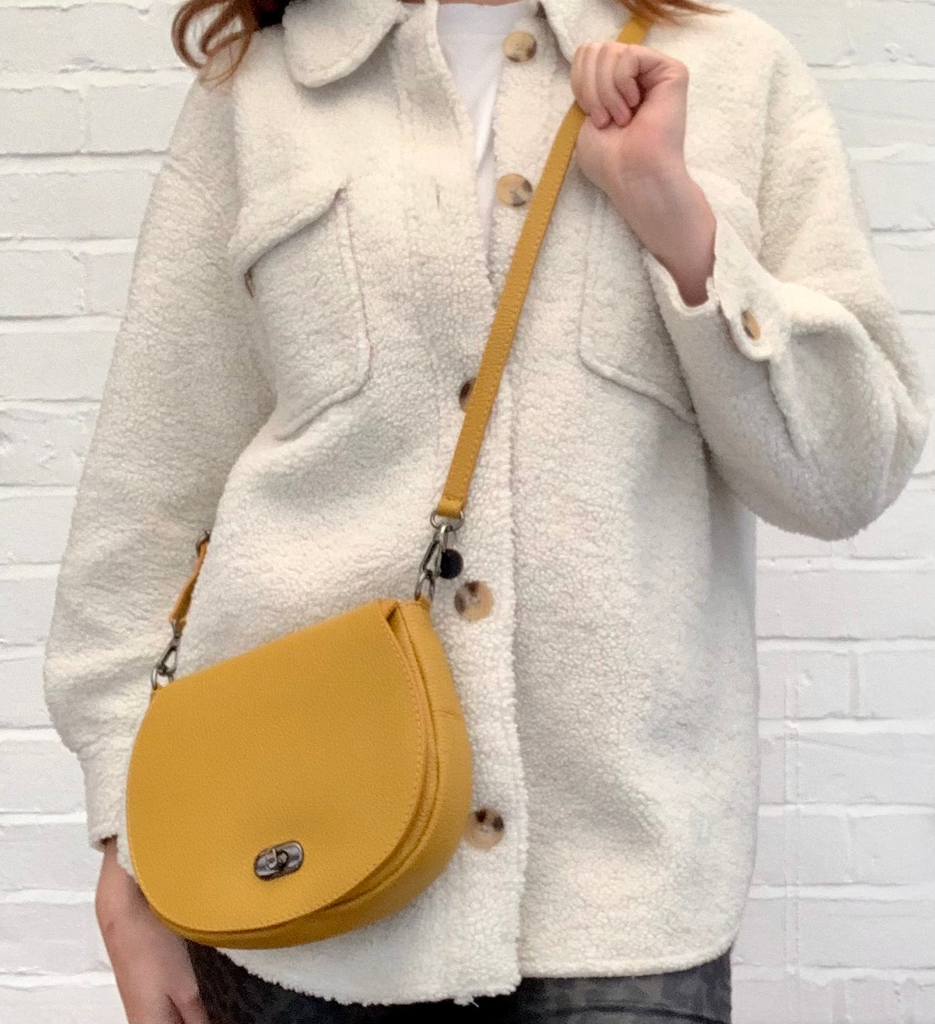 Mustard Leather Satchel Bag STUDIO TEW