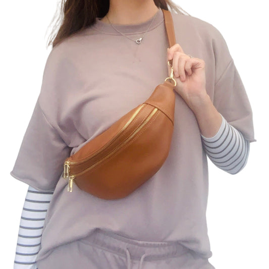 Tan Leather Bag - Cecilia STUDIO TEW