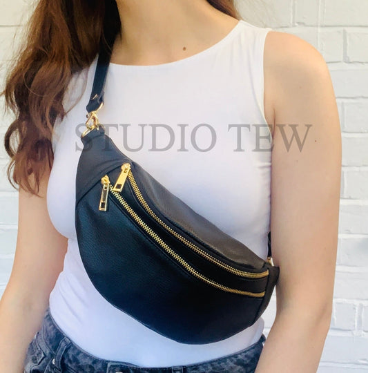 Black Leather Bag - Cecilia STUDIO TEW