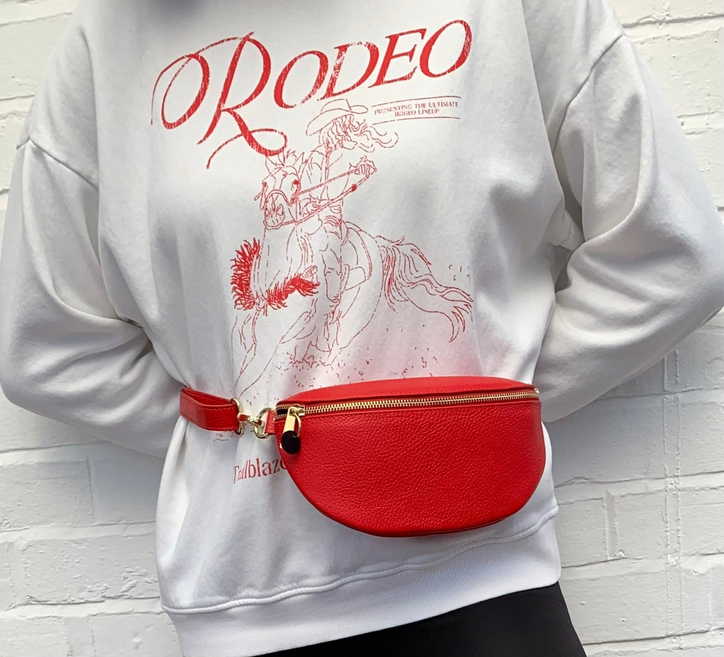 Red Leather Bum Bag - Aurora STUDIO TEW