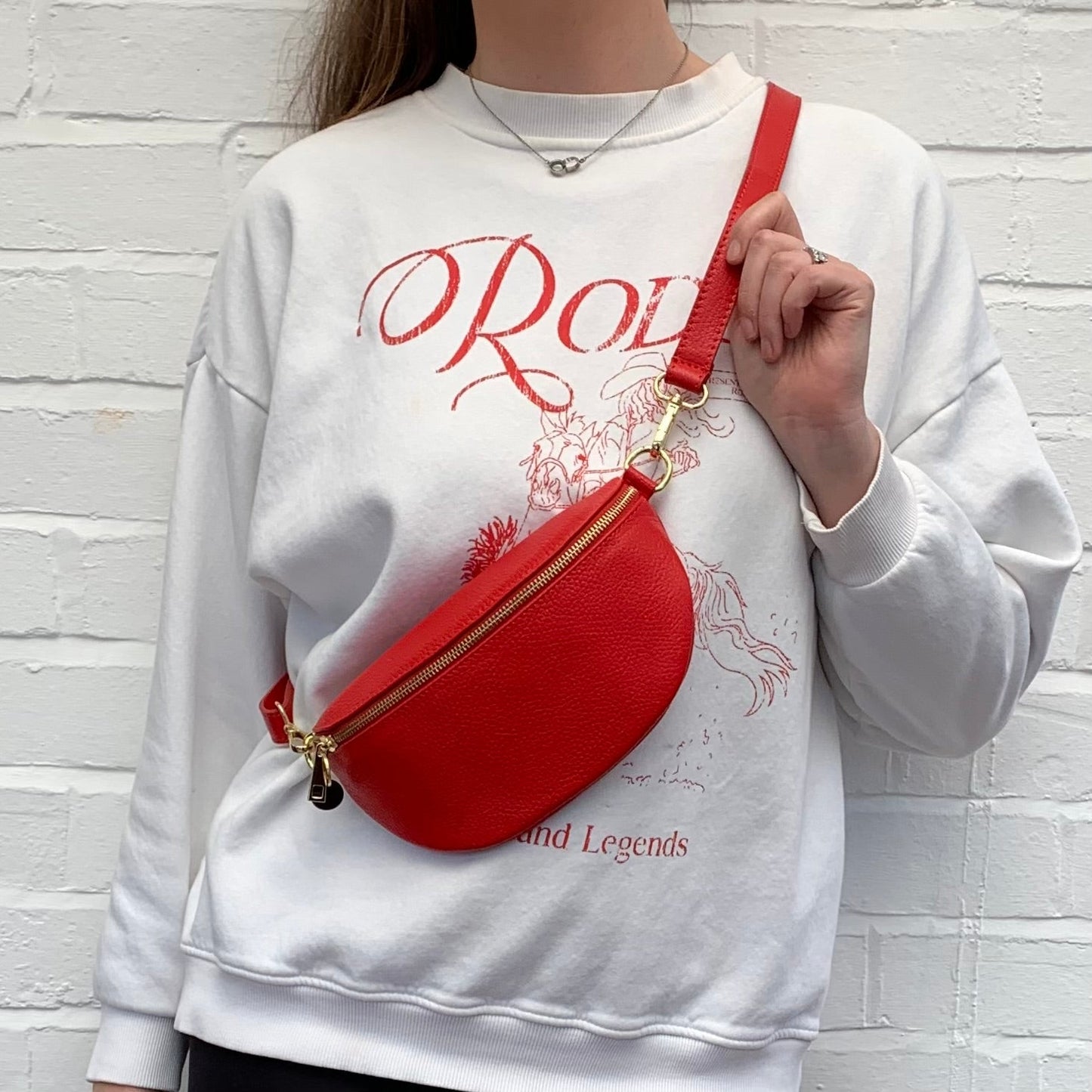Red Leather Bum Bag - Aurora STUDIO TEW