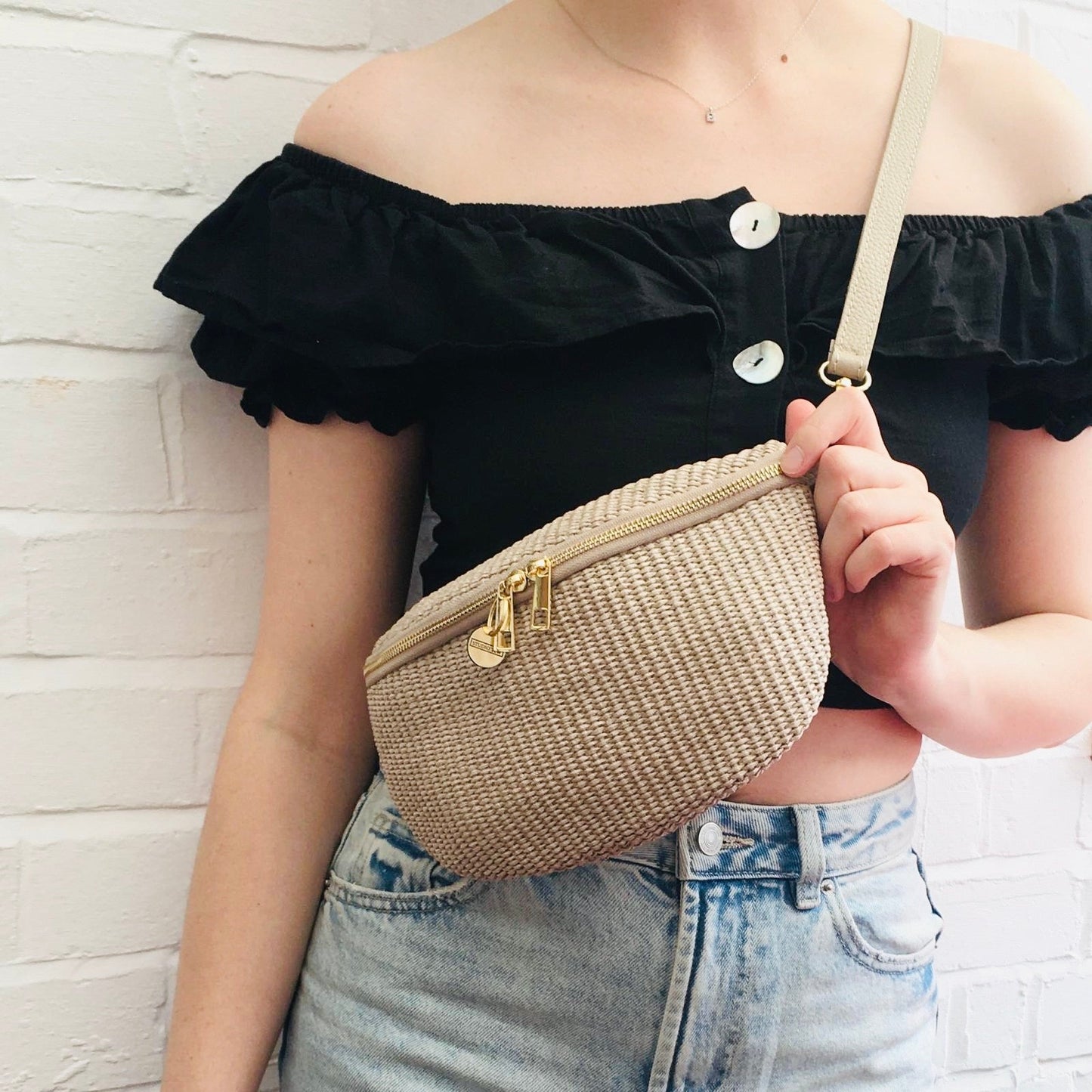 Woven Raffia Bum Bag In Numerous Colours - Rosie STUDIO TEW