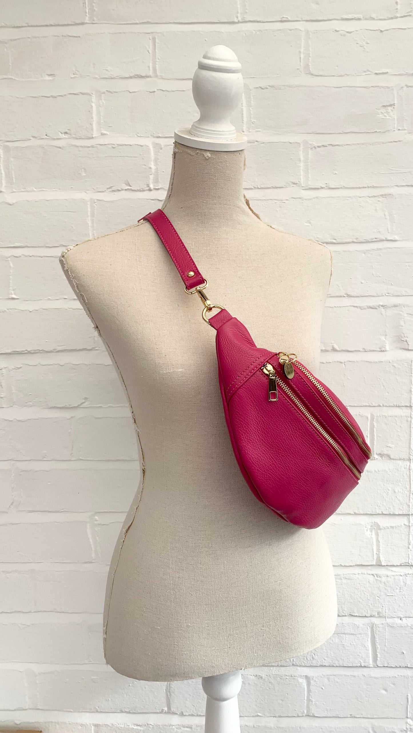 Fuchsia Leather Bag - Cecilia STUDIO TEW