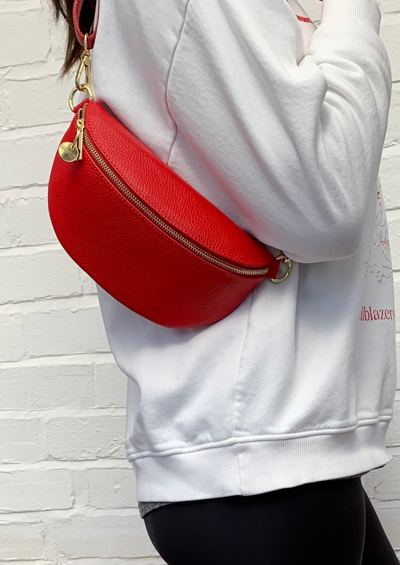 Red Leather Bum Bag - Aurora STUDIO TEW