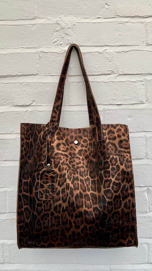 Leopard Print Leather Tote Bag - Wilma STUDIO TEW