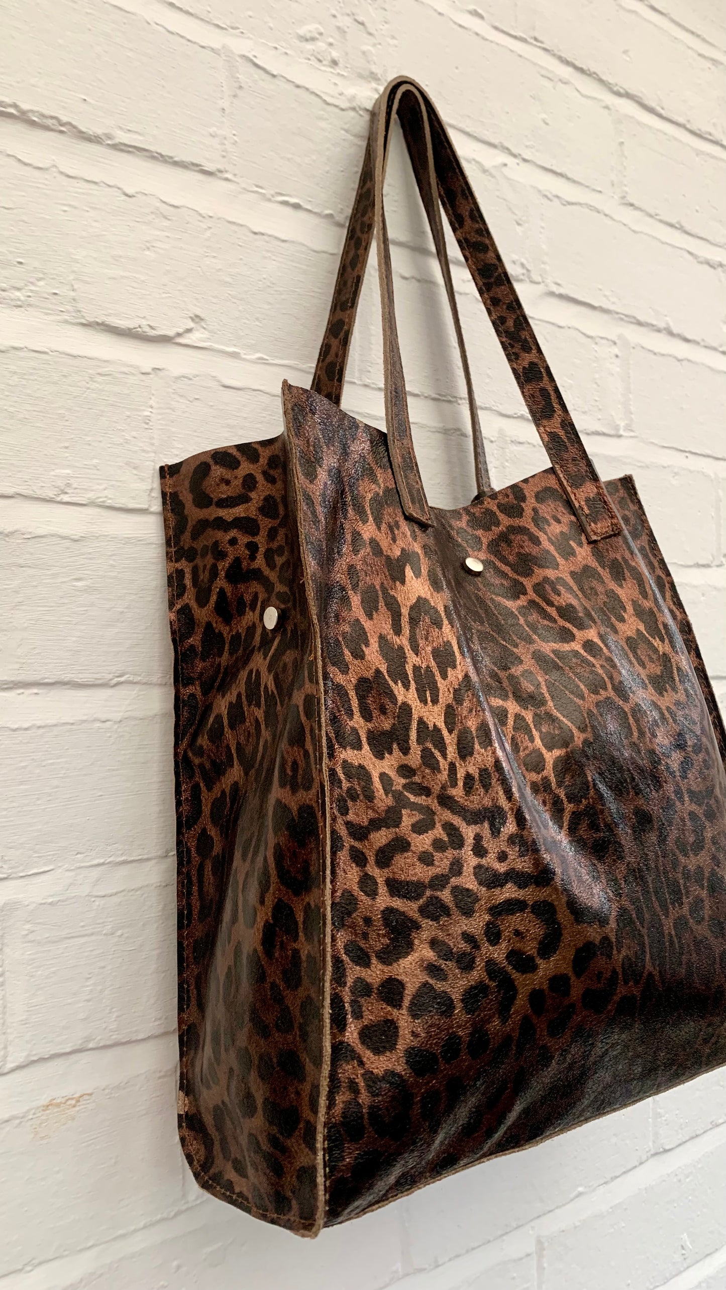 Leopard Print Leather Tote Bag - Wilma STUDIO TEW