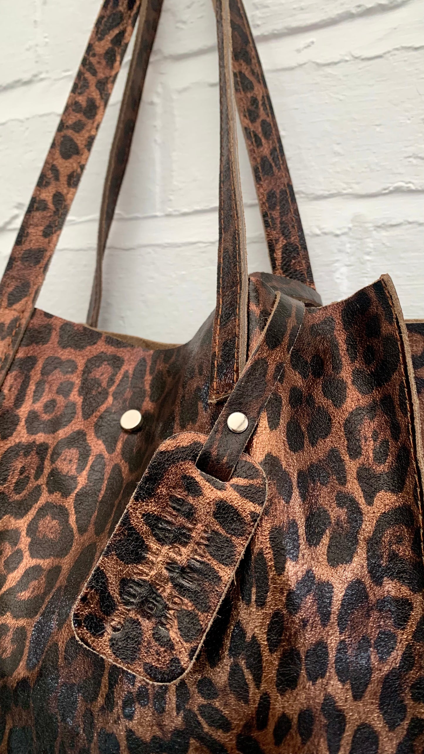 Leopard Print Leather Tote Bag - Wilma STUDIO TEW