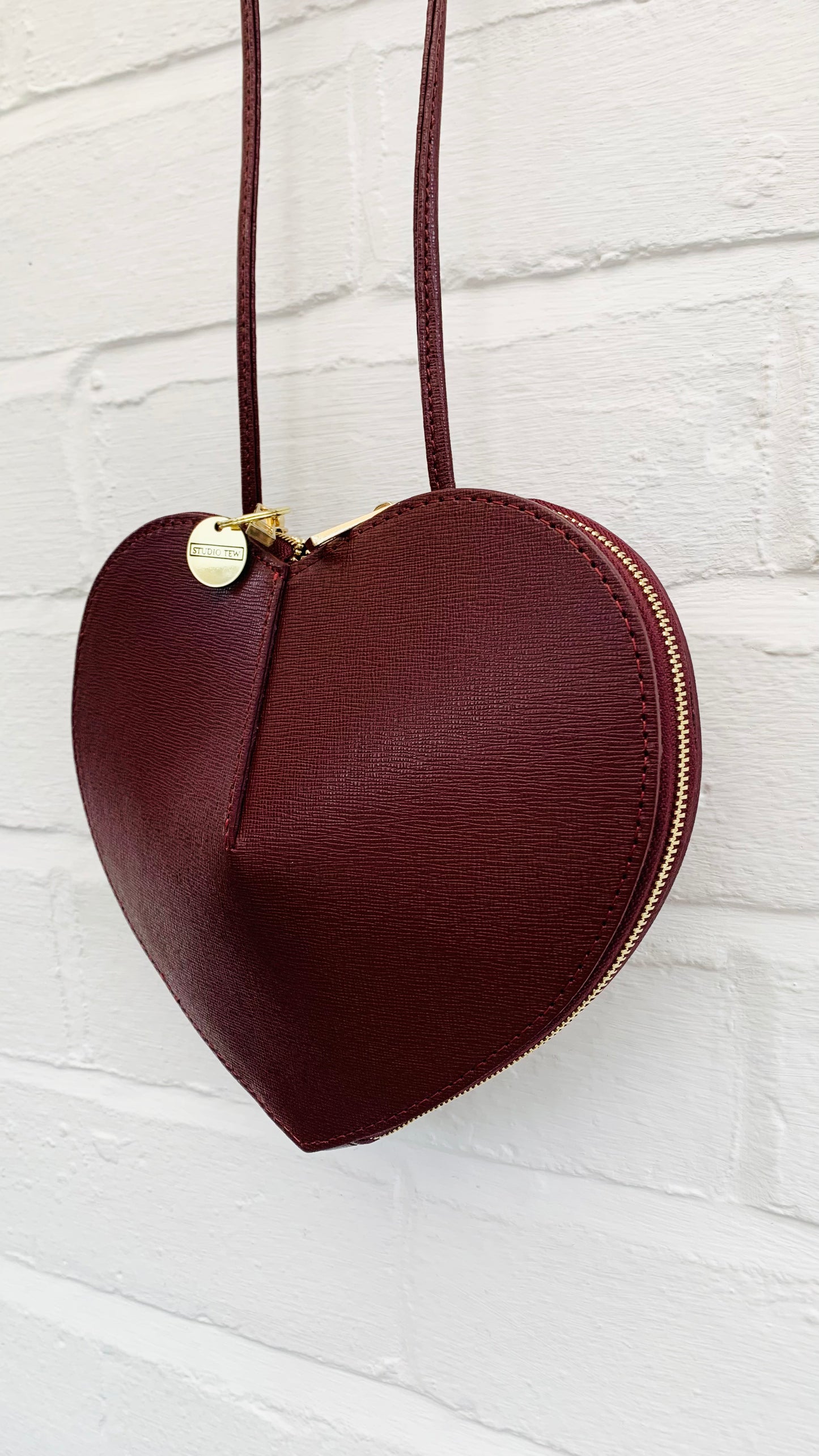 Red Plum Love Heart Leather Bag - Amour STUDIO TEW