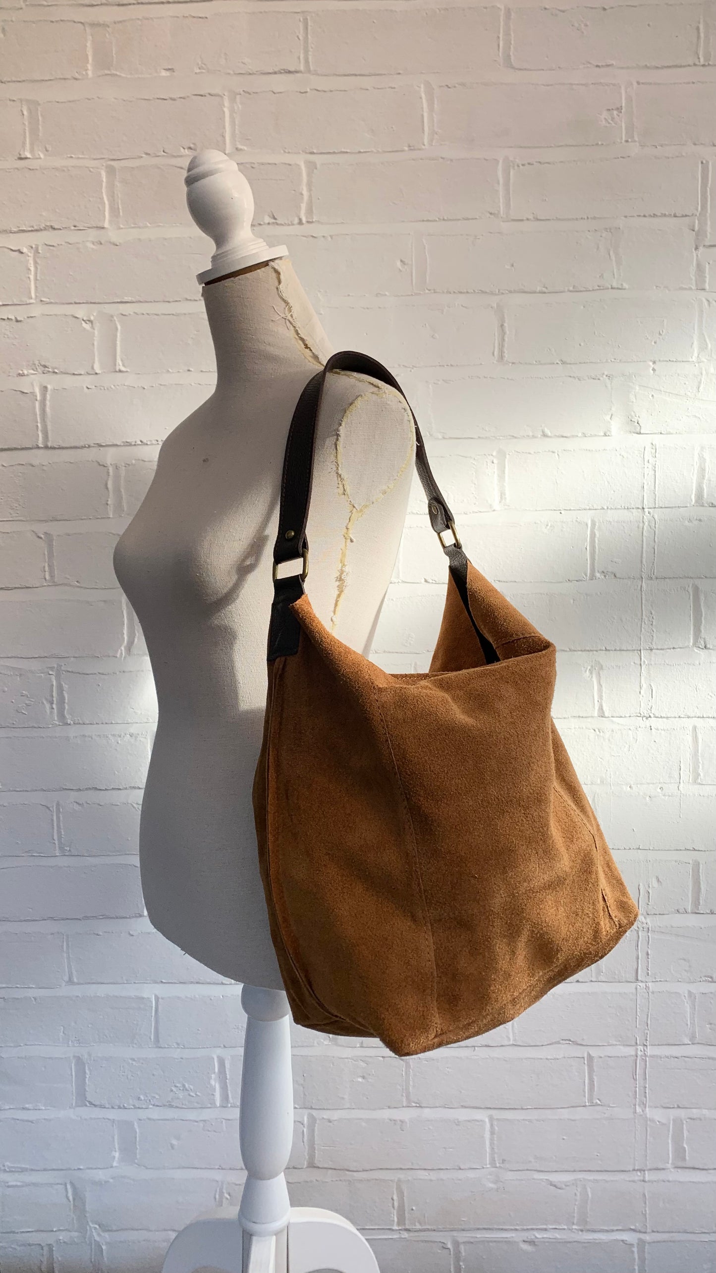 Brown Suede Shoulder Bag - Twiggy STUDIO TEW