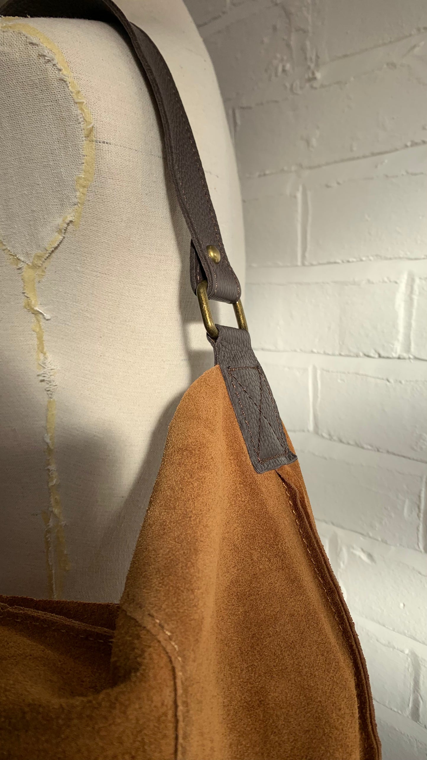 Brown Suede Shoulder Bag - Twiggy STUDIO TEW