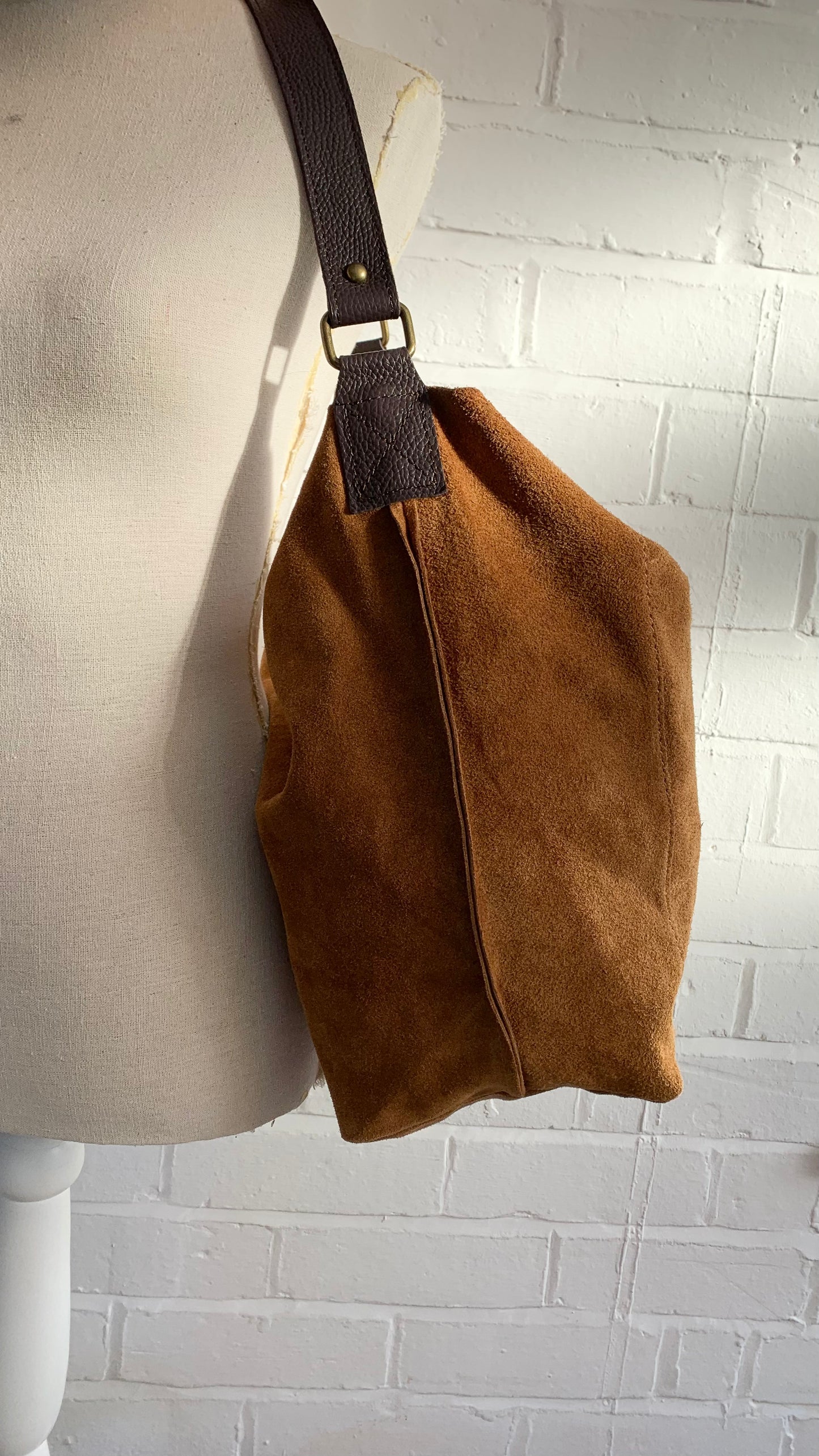 Brown Suede Shoulder Bag - Twiggy STUDIO TEW