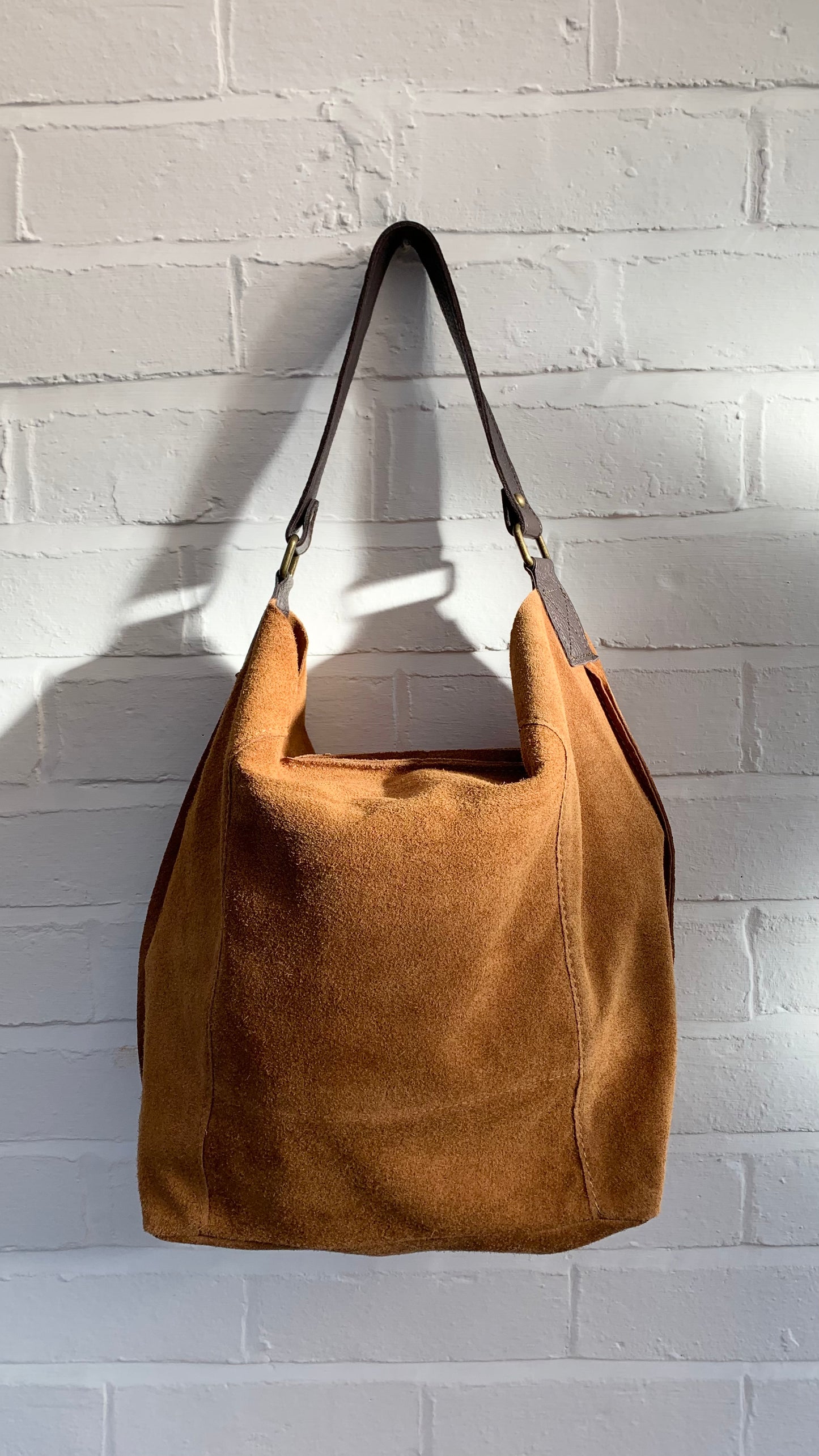 Brown Suede Shoulder Bag - Twiggy STUDIO TEW
