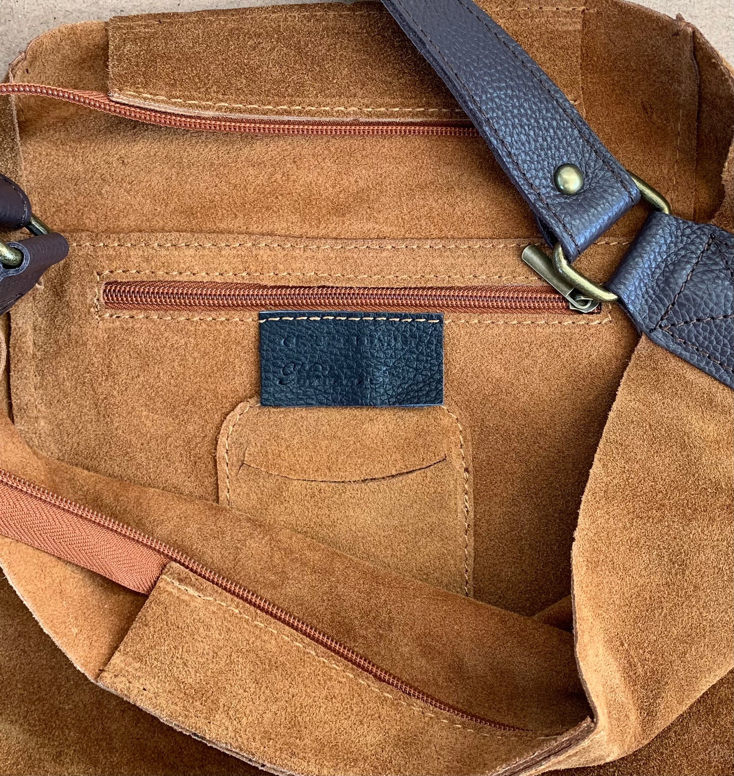Brown Suede Shoulder Bag - Twiggy STUDIO TEW