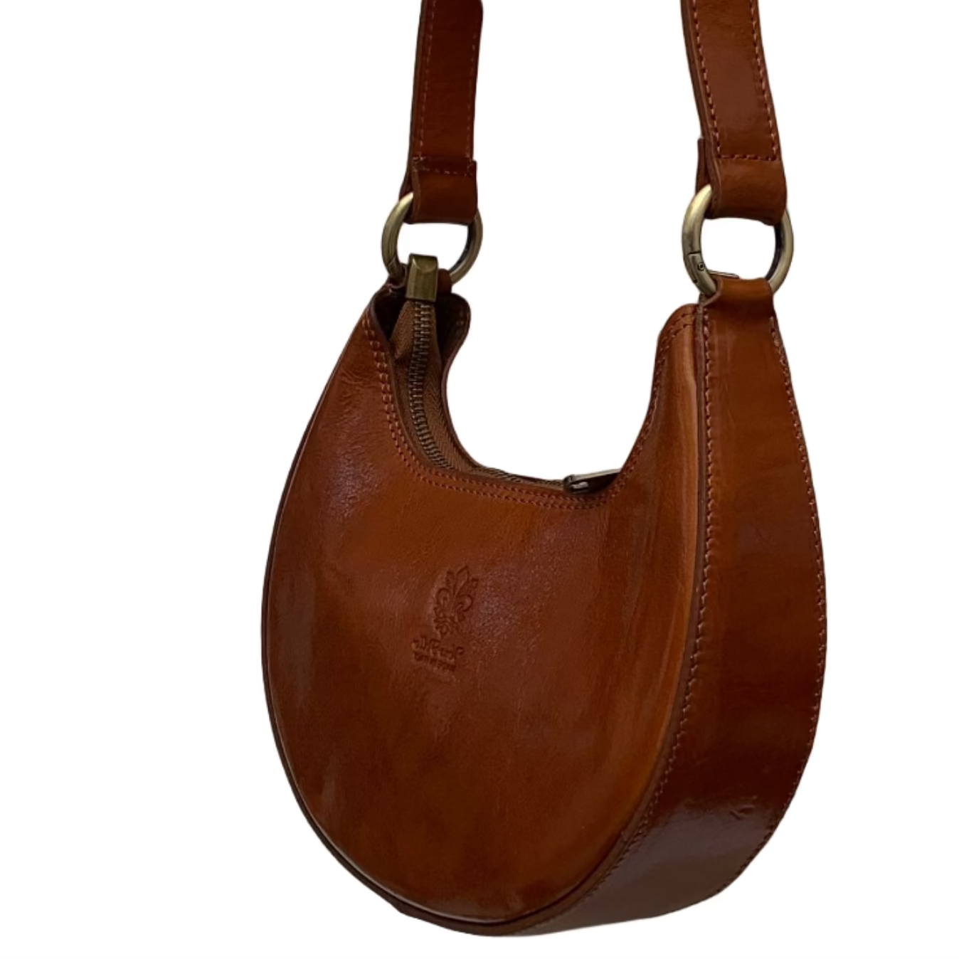 Dark Tan Half Moon Leather Shoulder Bag - Bridget XL STUDIO TEW