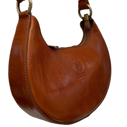 Dark Tan Half Moon Leather Shoulder Bag - Bridget XL STUDIO TEW
