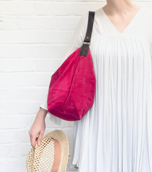 Fuchsia Suede Shoulder Bag - Twiggy
