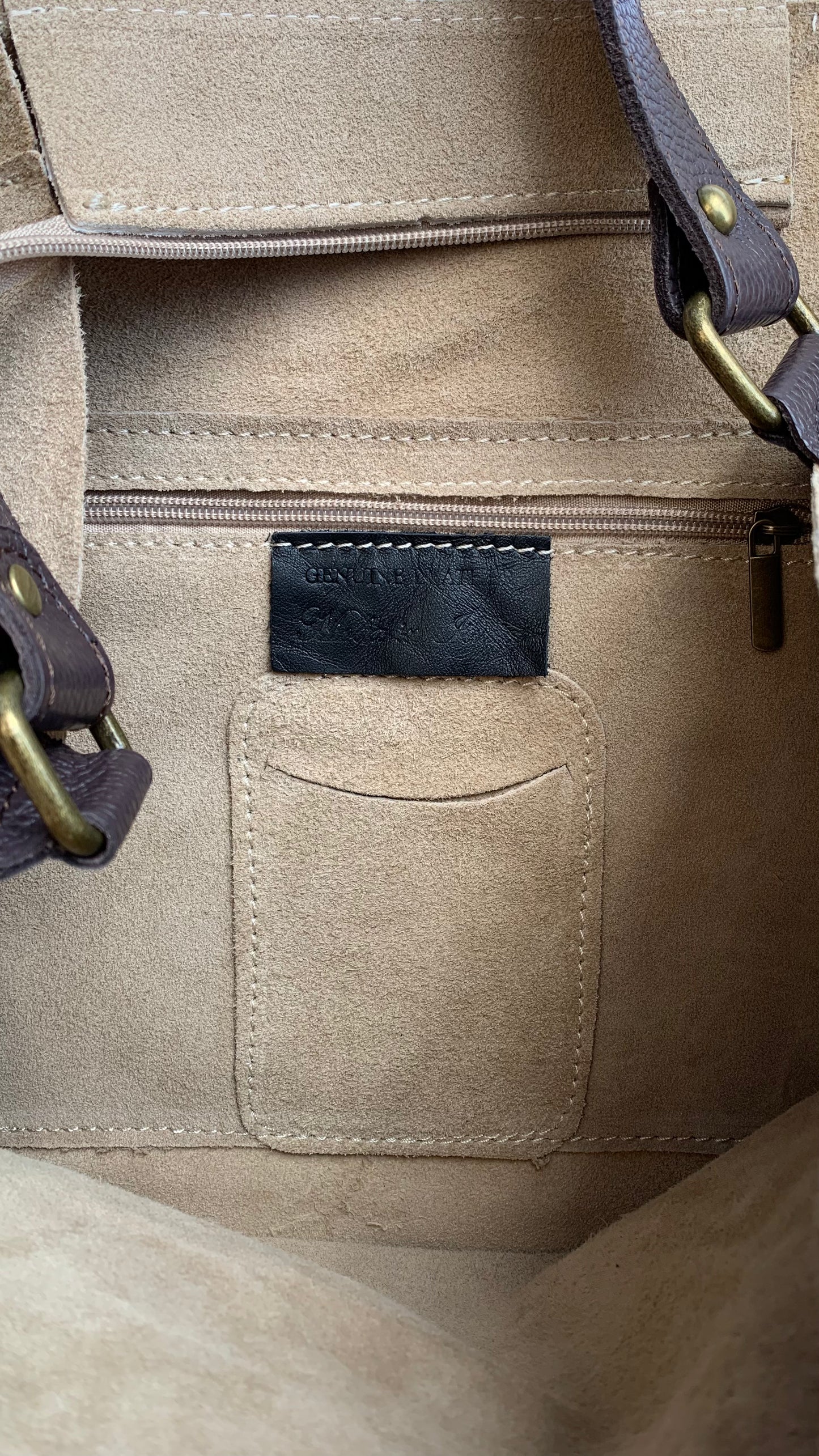 Beige Suede Shoulder Bag - Twiggy