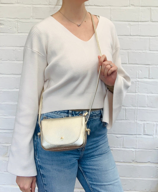 Small Gold Bag With Knot Detail - Isla STUDIO TEW