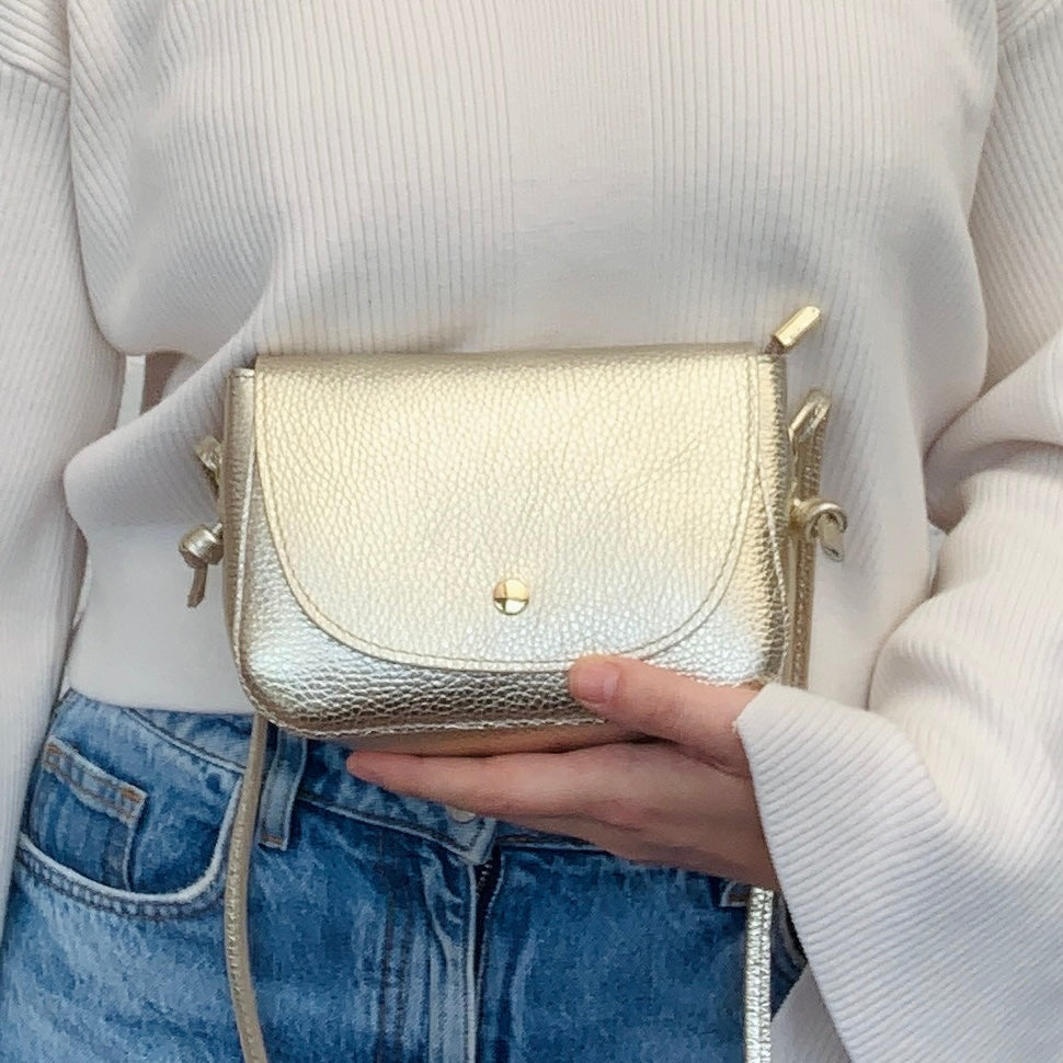 Small Gold Bag With Knot Detail - Isla STUDIO TEW
