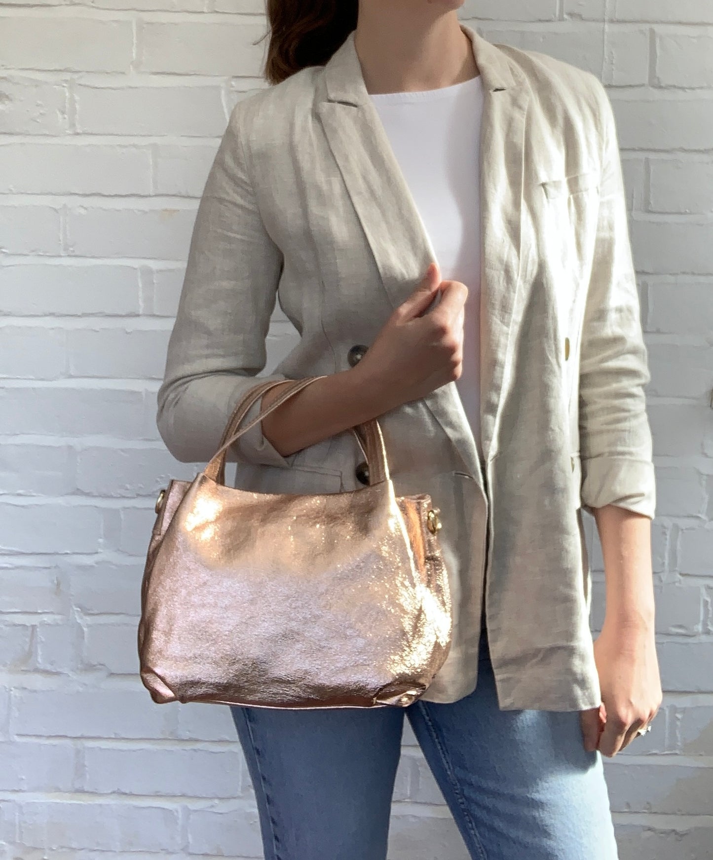 Rose Gold Leather Bag - Rosie