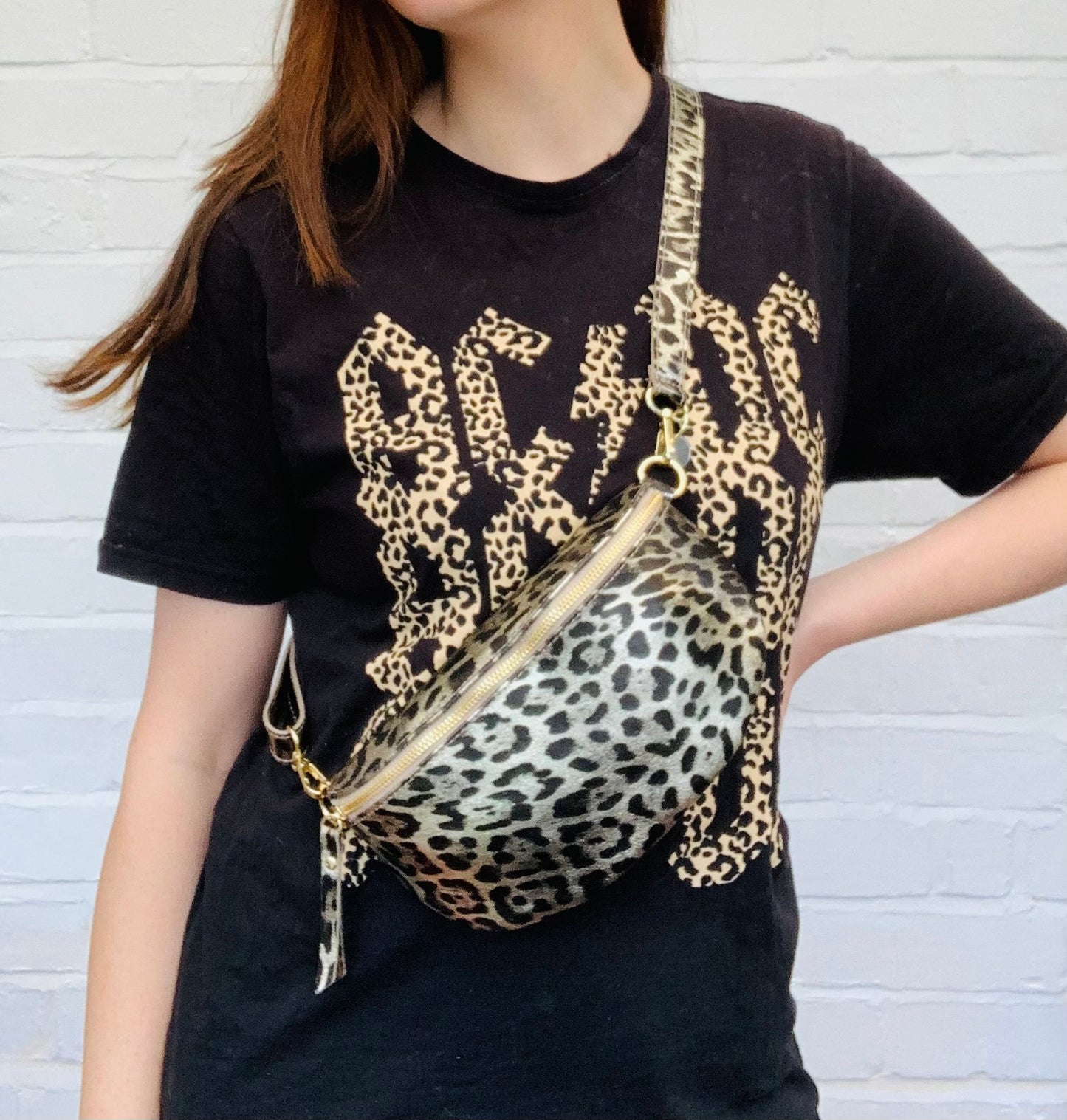 Leopard Print Leather Bum Bag - Zina