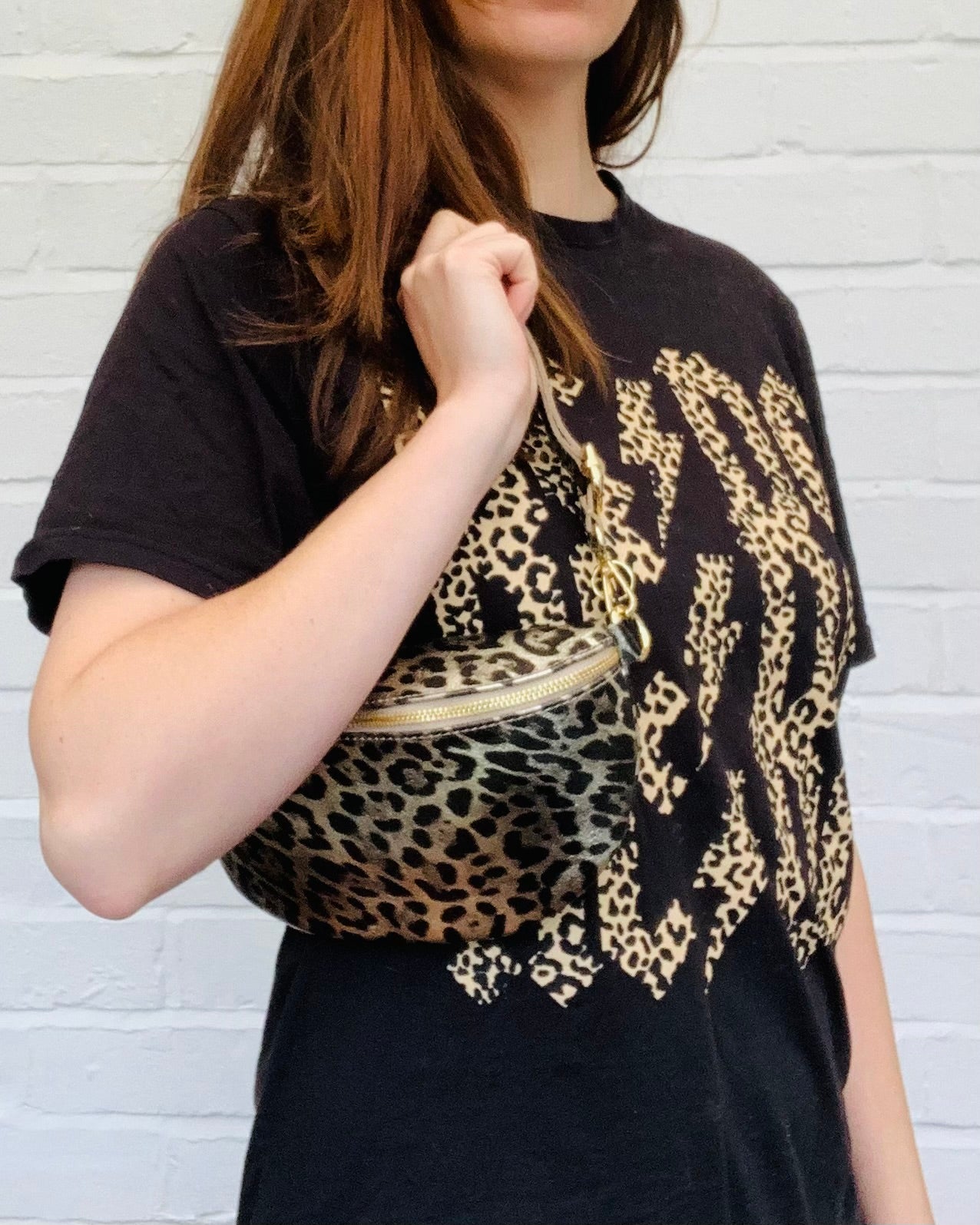 Leopard Print Leather Bum Bag - Zina