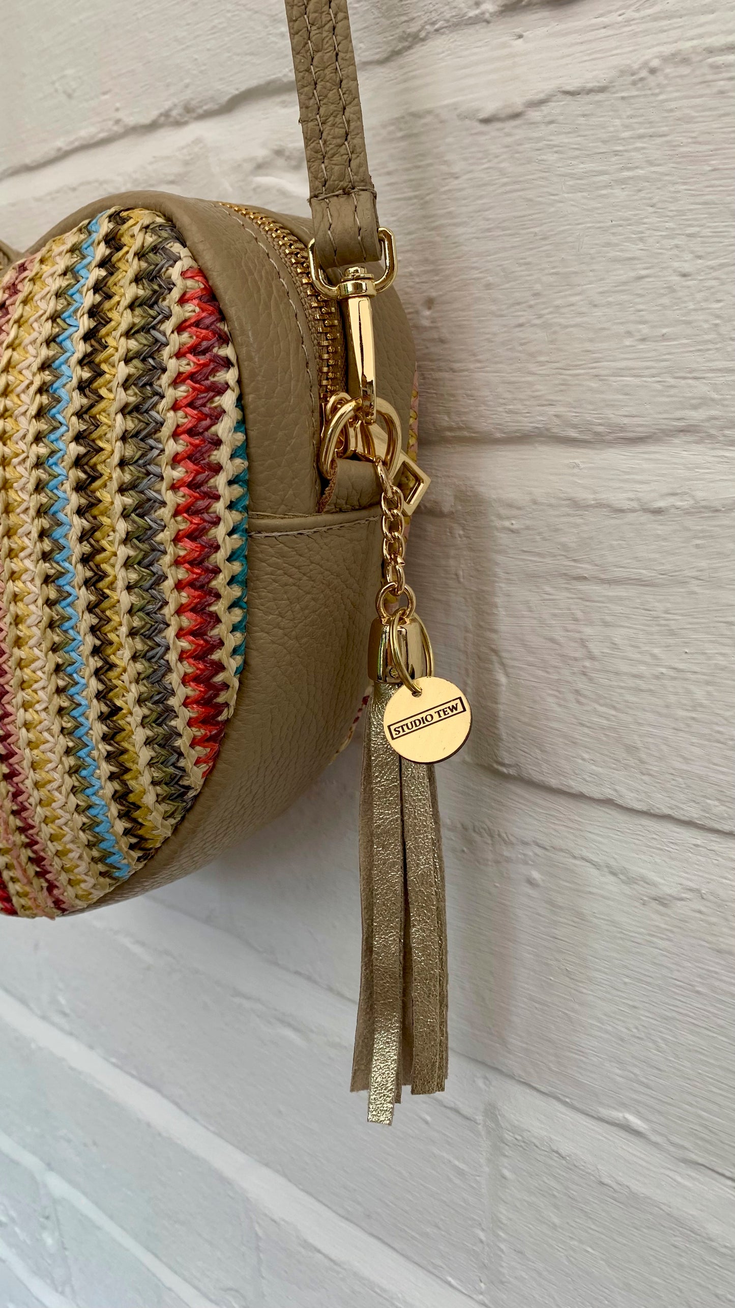 Taupe Love Heart Raffia Bag - Riviera