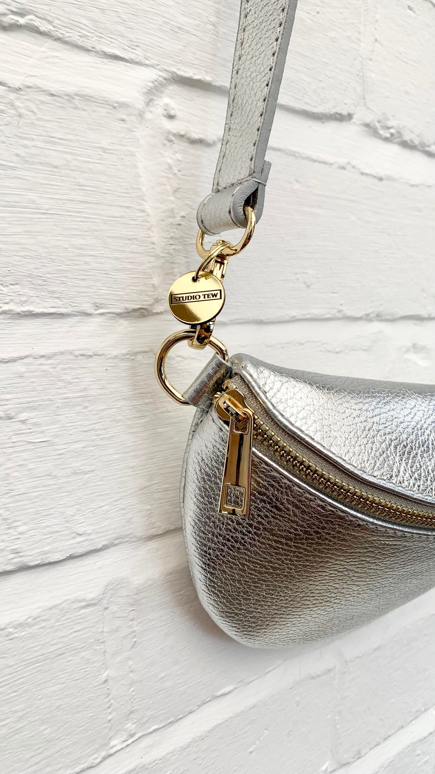 Silver Leather Bum Bag - Aurora
