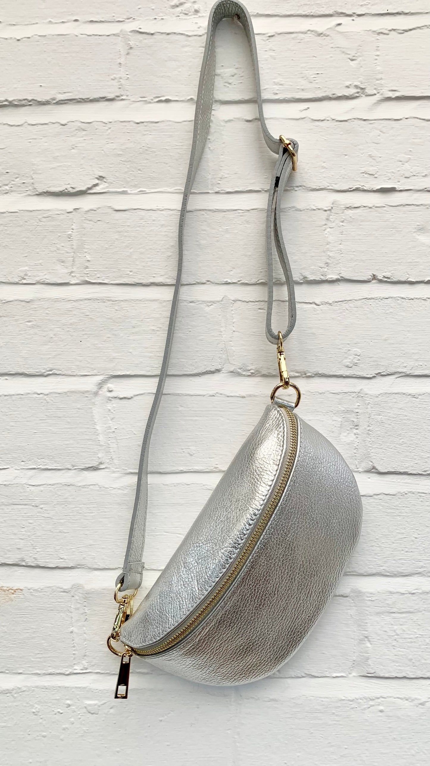 Silver Leather Bum Bag - Aurora