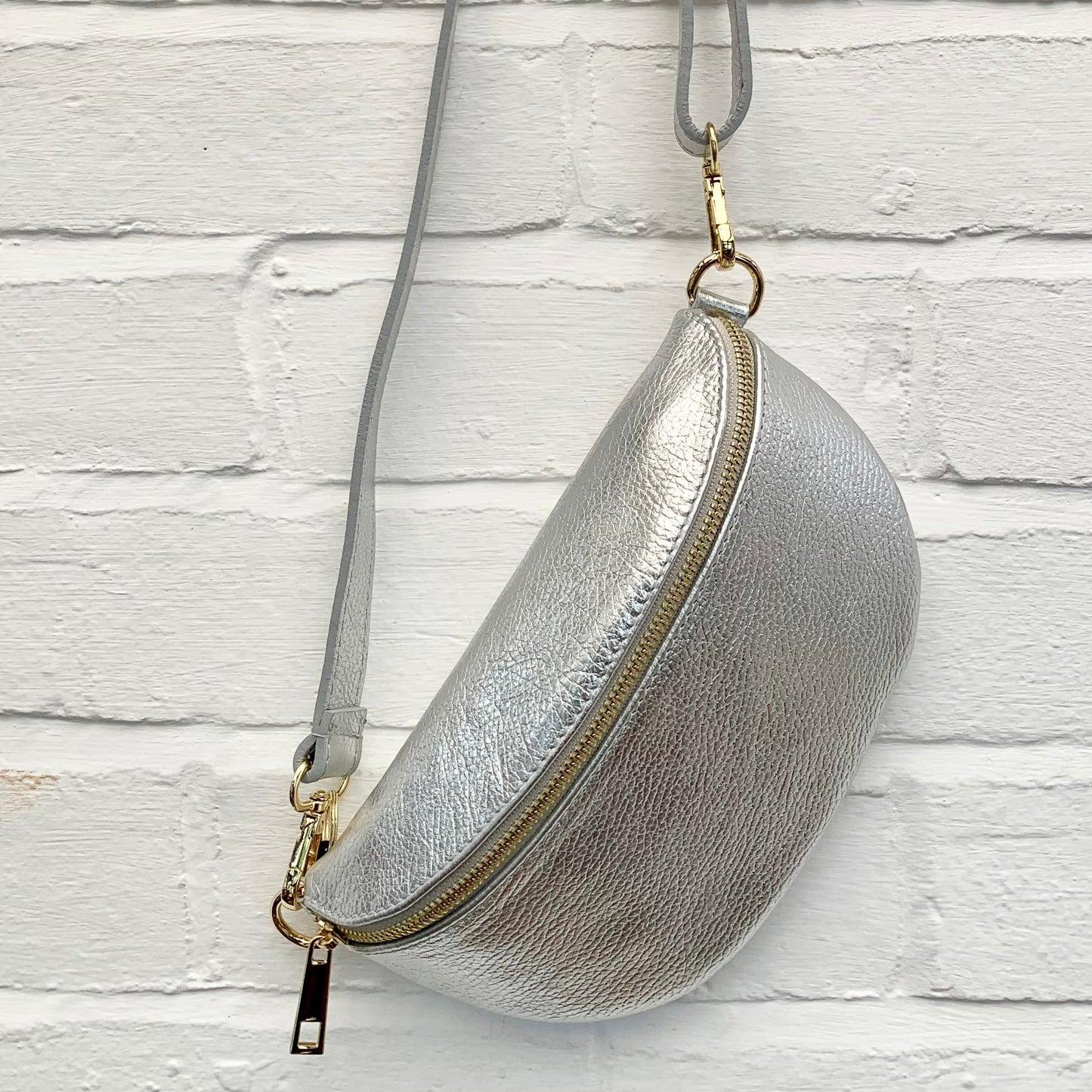Silver Leather Bum Bag - Aurora STUDIO TEW