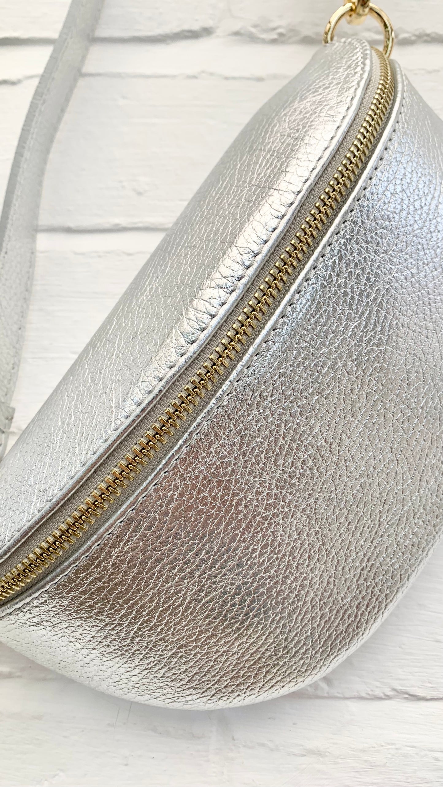 Silver Leather Bum Bag - Aurora