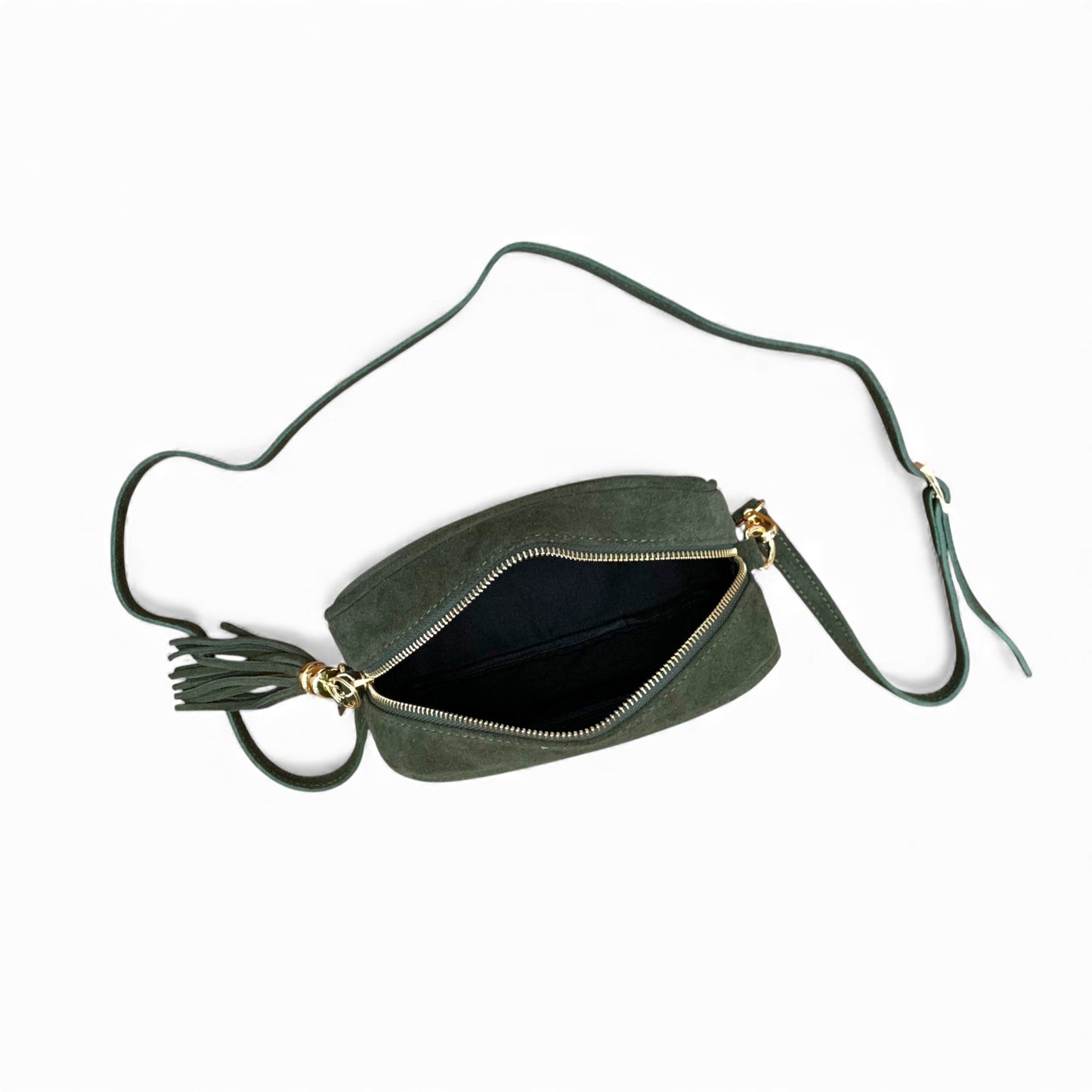 Sac bandoulière en daim vert olive